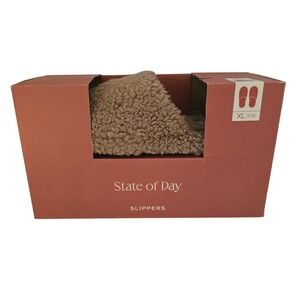 State of Day Womens Cocoa Brown Sherpa Plush Slip On Slippers 11/12 XL New